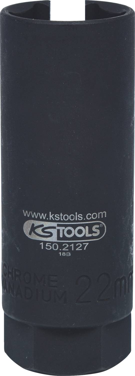 Une douille longue noire de 22 mm de KS Tools en acier chrome-vanadium.