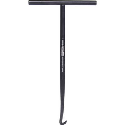 Un outil en forme de T avec un long manche et un crochet recourbé à l'extrémité, utilisé pour manipuler des objets ou comme levier.