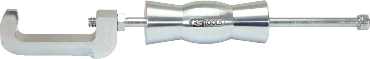 Un outil de démontage métallique avec le logo KG-Tools, composé de deux poignées et d'un boulon permettant de fixer et de retirer en toute sécurité des composants.