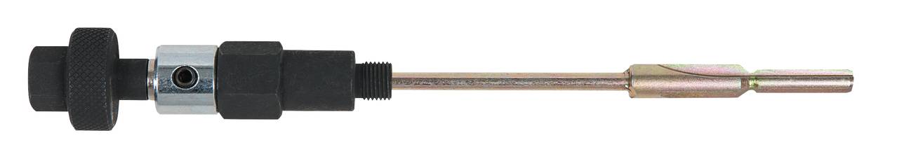 Tige métallique filetée avec une partie cylindrique servant de poignée. Utilisée pour des réparations techniques ou des connexions spécifiques de machines.