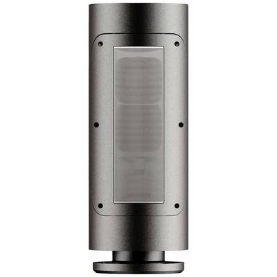 Un haut-parleur noir moderne au design vertical rectangulaire avec une grille de haut-parleur visible au centre.
