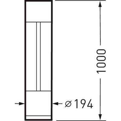 Dessin technique d'un objet cylindrique avec un diamètre de 194 mm et une hauteur de 1000 mm.