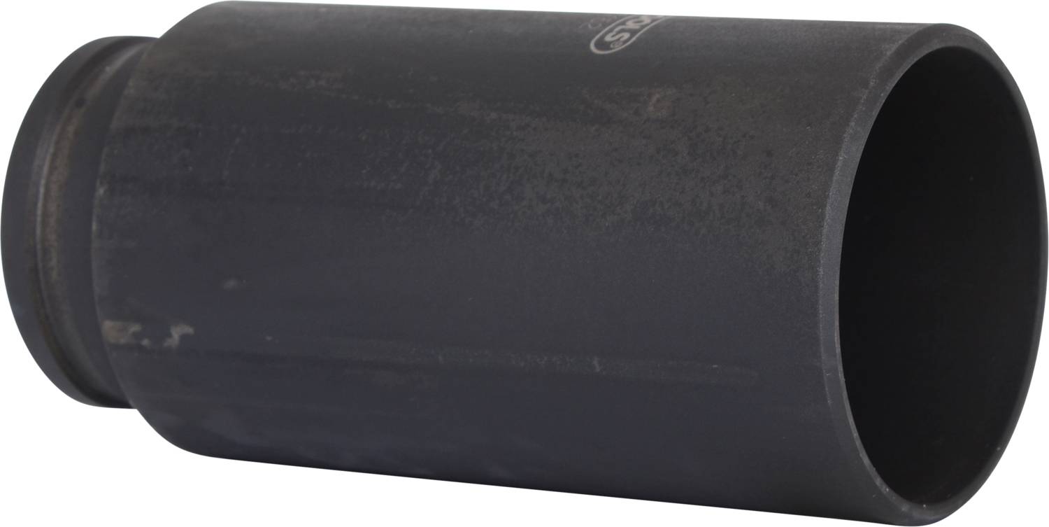 Un accessoire cylindrique noir en métal avec une surface légèrement rouillée, probablement une partie d'un composant mécanique plus important.