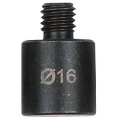 Un adaptateur métallique noir cylindrique portant l'inscription 'Ø16' et doté d'un filetage à sa partie supérieure, probablement destiné à des applications techniques.