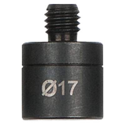 Un adaptateur noir en métal avec un filetage sur le dessus et l'inscription 'Ø17'.