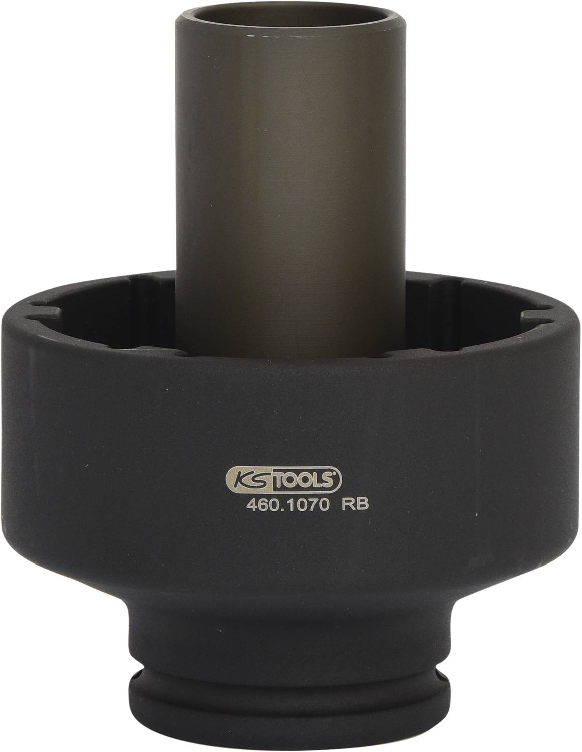 Une clé à douille hexagonale noire portant l'inscription « KS Tools 460.1070 RB ».