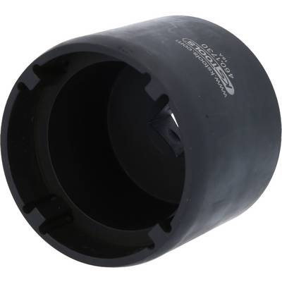 Manchette cylindrique noire en plastique avec plusieurs fentes verticales étroites et une URL de site web ainsi que des informations sur le produit.