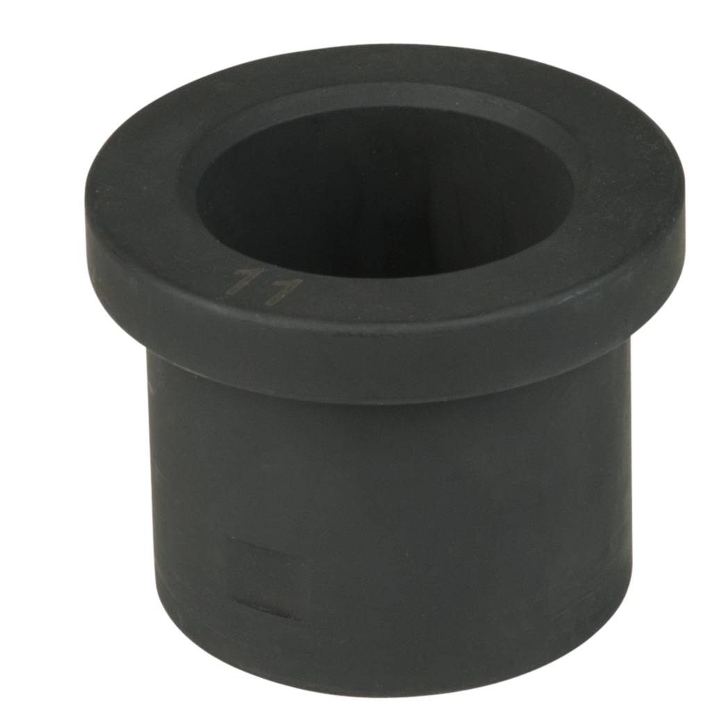 'Bouchon en caoutchouc noir à large bordure et de forme cylindrique. Usage inconnu.'