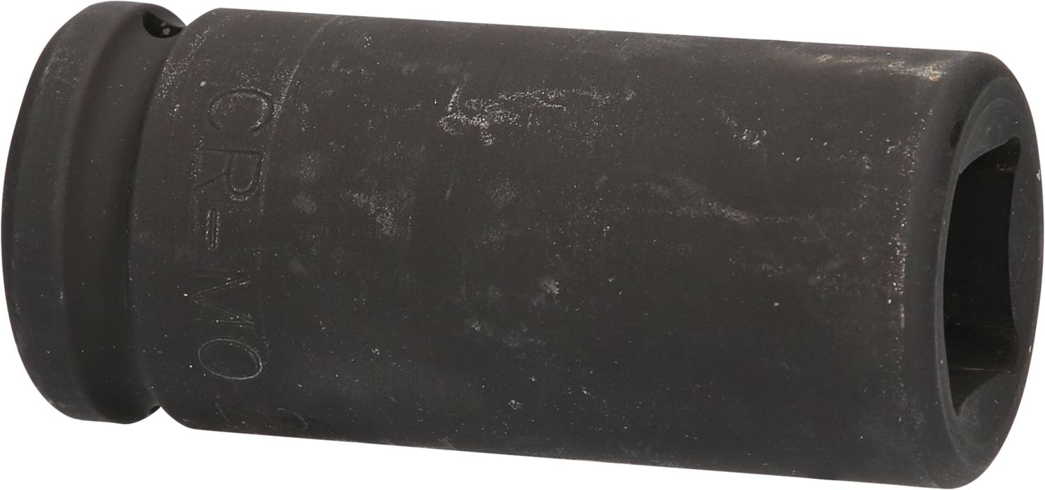 Une douille hexagonale noir et gris, probablement destinée à des outils comme des clés à cliquet ou des clés à molette, sur un fond blanc.