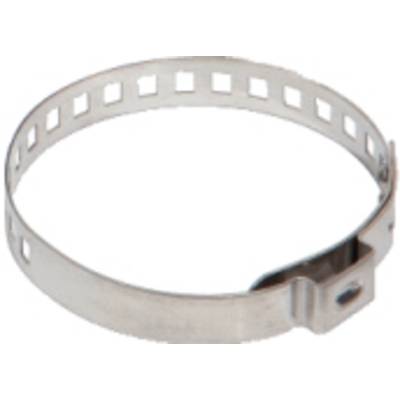 Collier de serrage métallique avec découpes carrées, pour la fixation sécurisée de tuyaux ou de tubes.