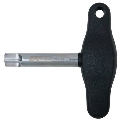 Un tournevis en argent avec une poignée noire, adapté pour ajuster les rayons de roues de vélo.