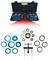 Ensemble d'outils dans un coffret noir avec des bagues bleues et des pièces métalliques. Idéal pour extracteurs de roulement ou applications similaires.
