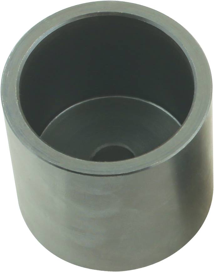 Récipient cylindrique métallique à ouverture supérieure et présentant un trou au centre du fond.
