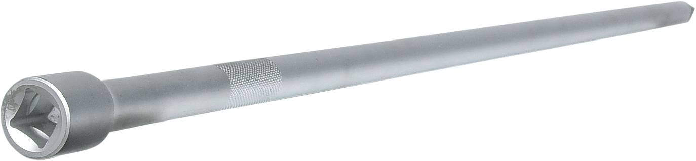 Rallonge longue en argent avec une ouverture hexagonale à une extrémité, utilisée pour augmenter la portée des outils.