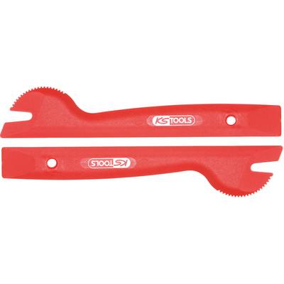 Outil en plastique rouge de KS Tools avec extrémité striée, adapté pour le démontage des garnitures ou des joints dans les applications automobiles.