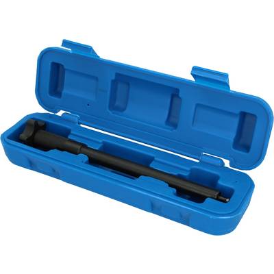 Une clé à molette dans un étui en plastique bleu, ouvert, montrant son contenu.