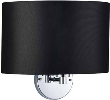 Un applique murale moderne avec un abat-jour cylindrique noir et un support en argent.