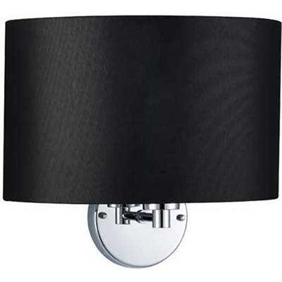 Un applique murale moderne avec un abat-jour cylindrique noir et un support en argent.