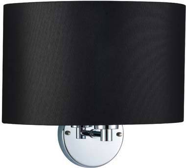 Applique murale noire avec abat-jour cylindrique et support mural en argent. Design moderne pour éclairage intérieur.