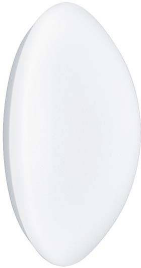 Une tablette ovale, brillante et blanche, qui pourrait représenter un médicament, sur un fond blanc.