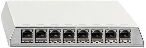 Un commutateur réseau à huit ports Ethernet, adapté pour connecter plusieurs appareils au sein d'un réseau local.