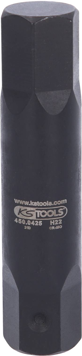 Une clé hexagonale noire portant l'inscription '450.0426 H22' et 'KS Tools' sur sa surface.