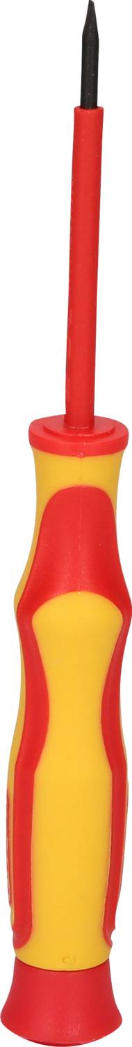 Tournevis rouge et jaune à manche isolé, adaptés aux travaux électrotechniques.