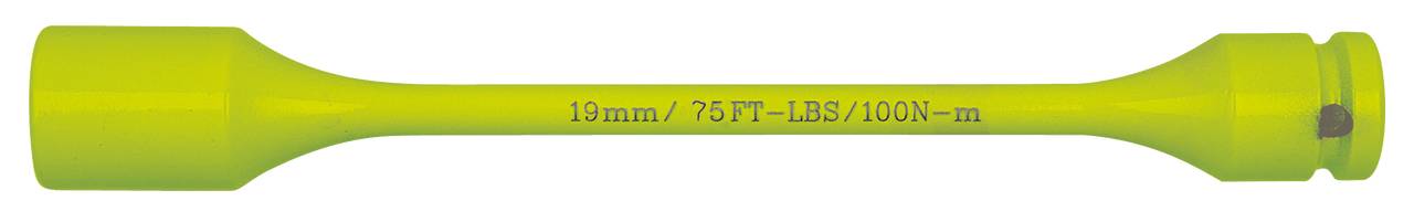 Clé dynamométrique jaune avec inscription '19 mm / 73,75 ft-lbs/100N·m'.