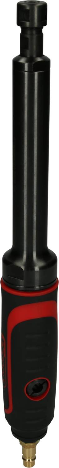 Meuleuse d'angle pneumatique en noir et rouge avec manche long, adaptée pour des travaux de meulage précis et des zones difficiles d'accès.