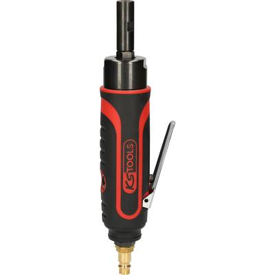 Perceuse à air comprimé avec poignée rouge et noire, levier sur le côté, adaptée pour un perçage précis en atelier.