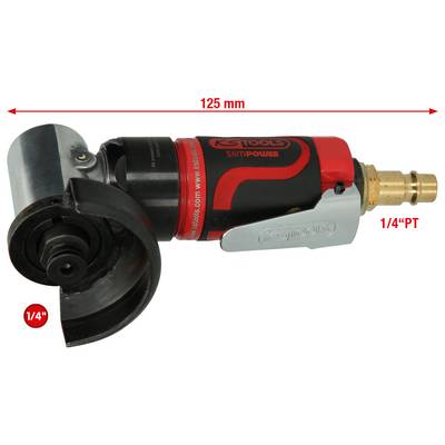 Meuleuse angulaire pneumatique KS Tools Slimpower, longueur 125 mm. Inclut les raccordements : 1/4" et 1/4" PT.