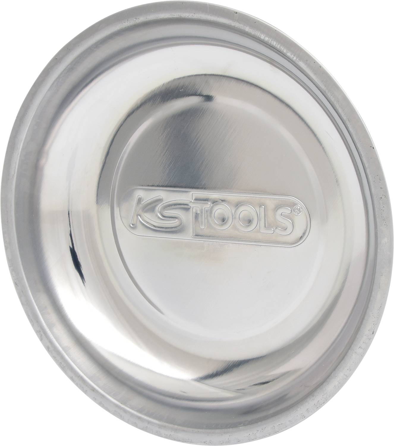 Bol métallique avec le logo 'KS TOOLS' imprimé au centre. Il reflète la lumière et présente un aspect propre et brillant.