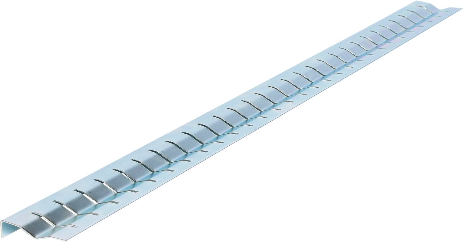 Pièce métallique avec des crochets courbés disposés en rangées, probablement utilisée pour des applications de suspension ou de fixation.