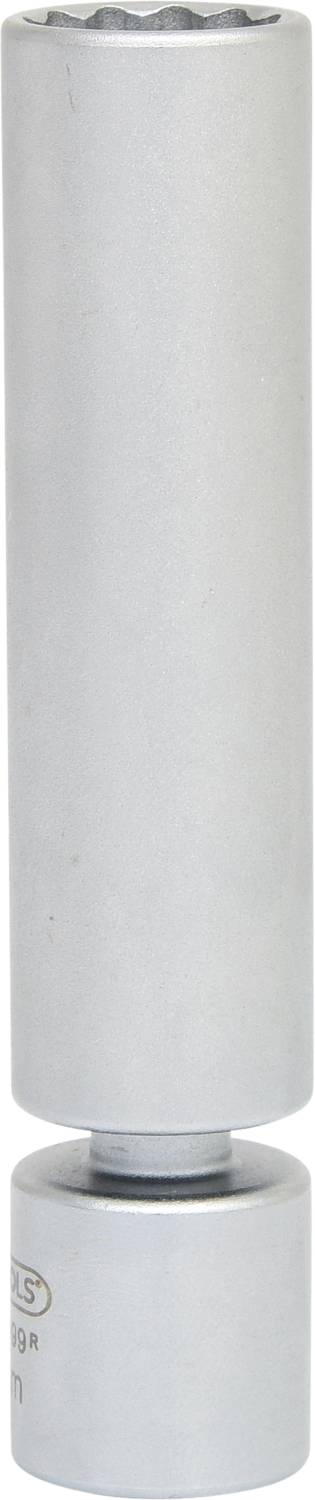 Embout de clé à cliquet en argent de forme cylindrique.