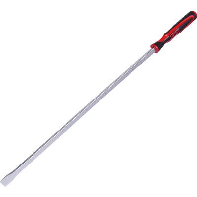 Tournevis long avec poignée rouge et noire, adapté aux endroits difficiles d'accès.