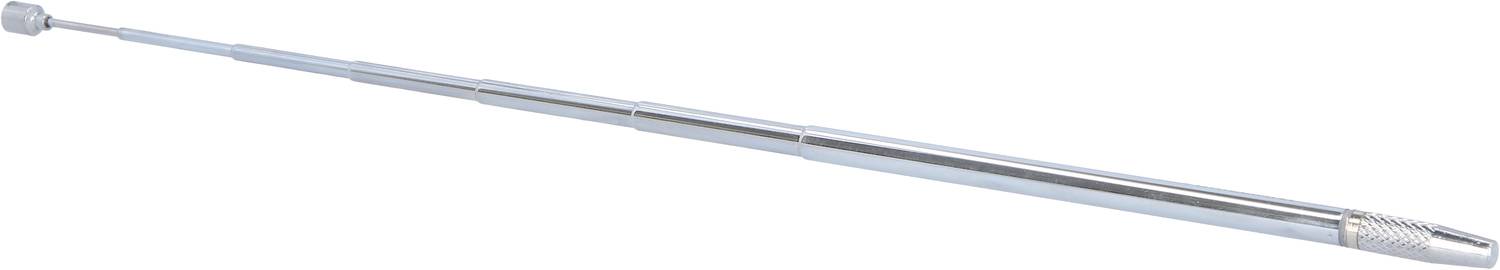 Tige télescopique en métal composée de plusieurs segments extensibles, couramment utilisée pour des antennes ou des perches à selfie.