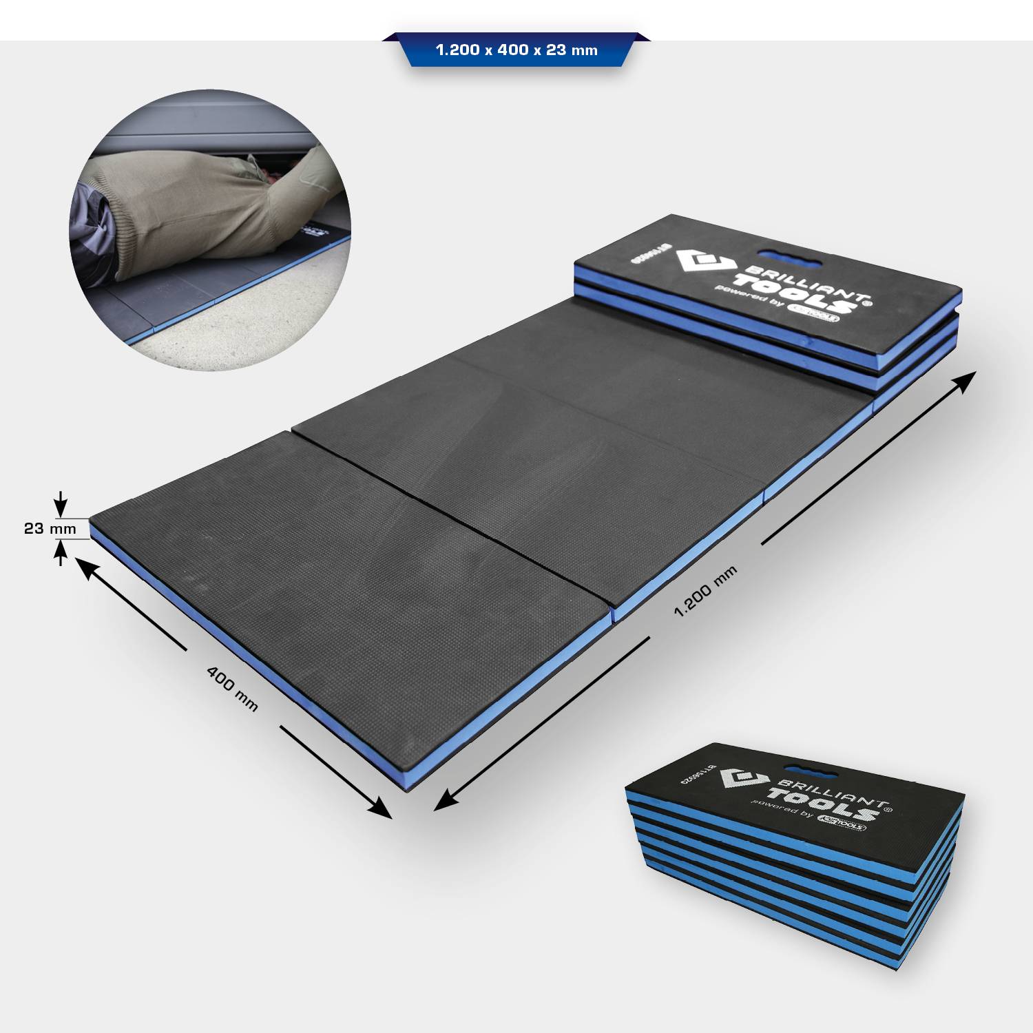 Brilliant Tools BT156920 Tapis de protection pour mécanicien pliable, 1200 x 400 x 23 mm-6