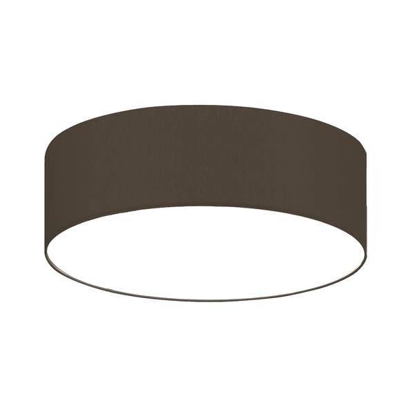 Plafonnier marron à la forme simple et ronde, avec un dessous blanc. Idéal pour des intérieurs modernes et minimalistes.
