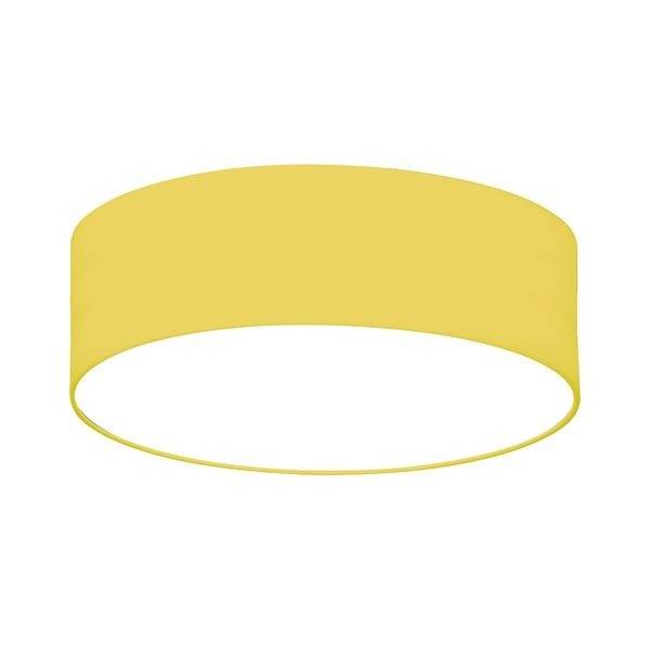 Plafonnier LED rond de couleur jaune au design épuré. Offre une répartition uniforme de la lumière, idéal pour les espaces de vie modernes.