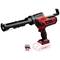 Pistolet électrique à cartouches en rouge et noir. Logo Einhell sur le côté. Mention 'Batterie et chargeur non inclus' en dessous.