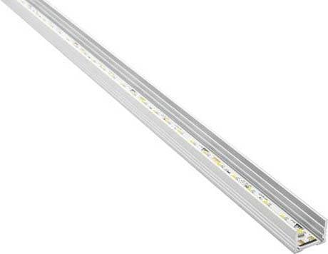 Une longue bande lumineuse à LED dans un profilé en aluminium, utilisée pour un éclairage uniforme, souvent intégrée dans des meubles ou des éléments architecturaux.