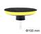 Un disque de ponçage rond de 100 mm de diamètre. Le disque présente une zone périphérique jaune et une surface noire structurée.