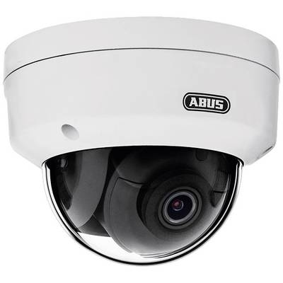 Caméra de surveillance avec un dôme lisse, blanc et arrondi, portant le logo d'un fabricant. Elle est adaptée à un montage mural.
