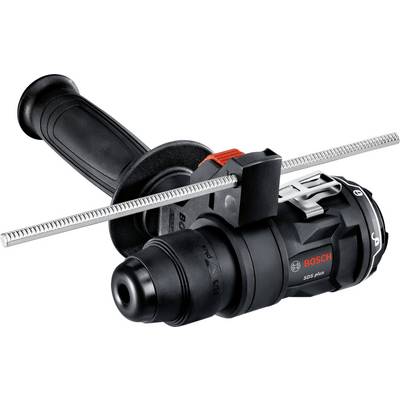 Perceuse Bosch noire avec poignée supplémentaire et butée de profondeur. Adaptée pour les perçages de précision.