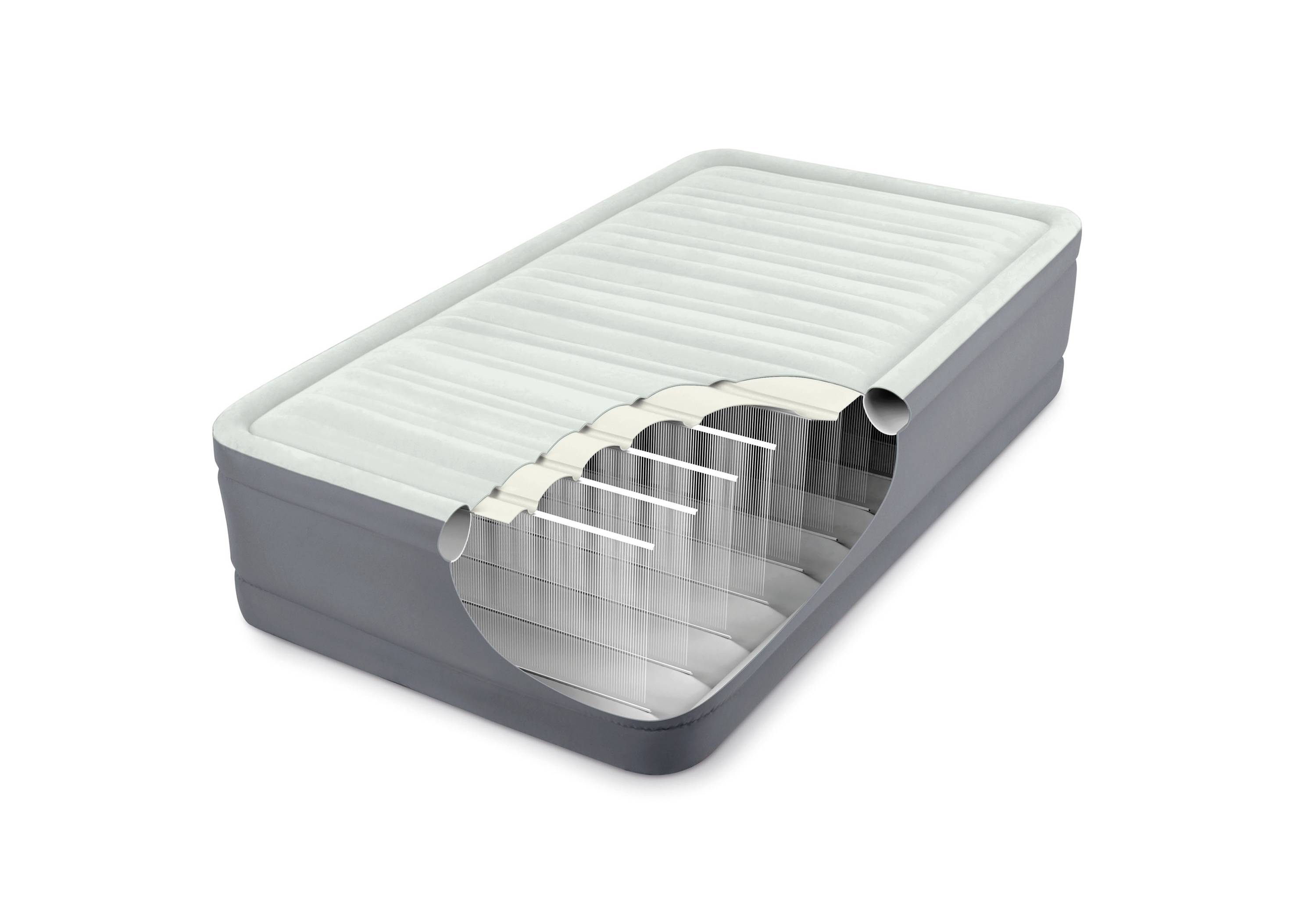 Illustration d'une coupe transversale de matelas. Vue intérieure montrant la composition par couches, incluant les ressorts et le rembourrage.