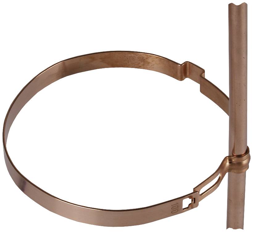 Collier de serrage pour tube en cuivre avec support, adapté pour la fixation de tuyaux sur des murs ou des plafonds.