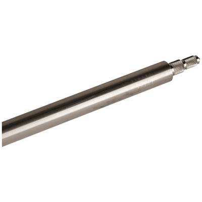 Tige métallique cylindrique argentée avec une pointe cannelée, probablement un élément d'outil.