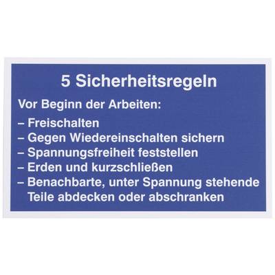 '5 règles de sécurité : Avant de commencer les travaux : Mettre hors tension, Sécuriser contre la remise en marche, Vérifier l'absence de tension, Mettre à la terre et court-circuiter, Couvrir ou délimiter les parties adjacentes sous tension.'