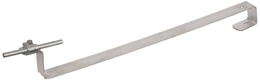 Une longue barre métallique droite avec un mécanisme de verrouillage rotatif à son extrémité, adapté aux portes ou aux portails.