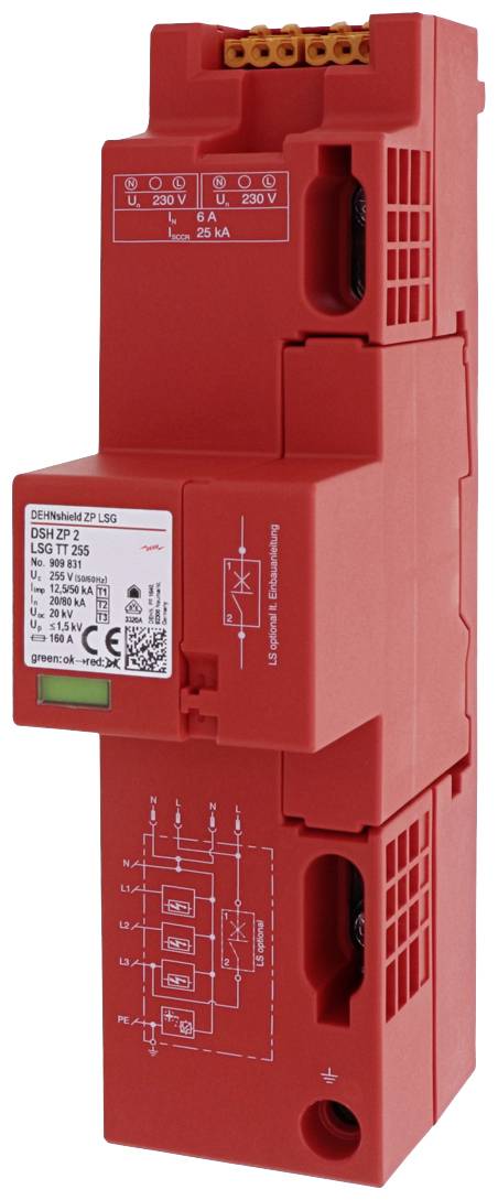 DEHN 909831 DSH ZP 2 LSG TT 255 Dispositif antisurtension Protection anti-surtension pour: barre omnibus 40 mm 50 kA Piece 1 pc(s)
